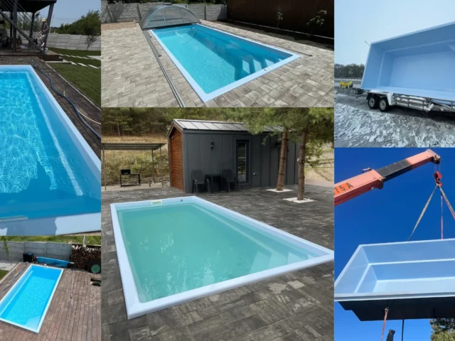 Подборка работ Grand Pools: композитный бассейн Luna 6 метров от доставки до готового объекта.